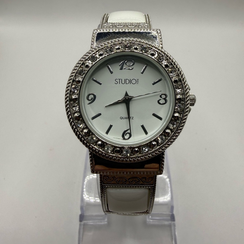 Women's Studio Time Quartz Analog 34mm Dial Bangle Cuff Watch (New Battery)